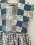 Pretty Wild Kids Maggie Patch Dress Blue Check Linen