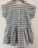 Pretty Wild Kids Maggie Patch Dress Blue Check Linen