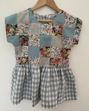 Pretty Wild Kids Maggie Patch Dress Blue Check Linen