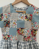 Pretty Wild Kids Maggie Patch Dress Blue Check Linen