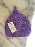 Knitted by Nana Top Knot Beanie - Lavender