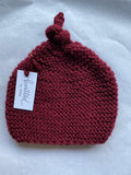 Knitted by Nana Top Knot Beanie - Sangria