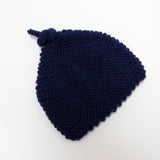Knitted by Nana Top Knot Beanie - Navy