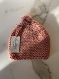 Knitted by Nana Top Knot Beanie - Rose Petal