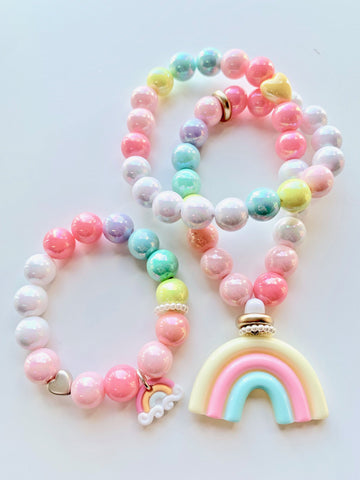Red Bobble Pastel Arch Necklace V2