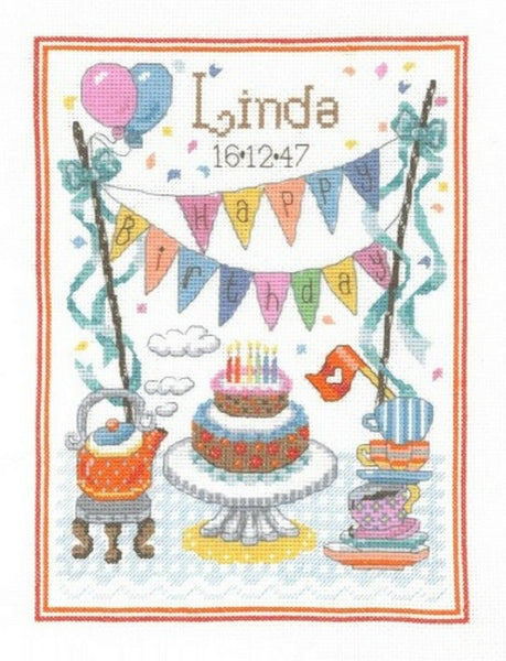 CWOC DMC Celebration Cross Stitch Collection - Birthday Tea Sampler.