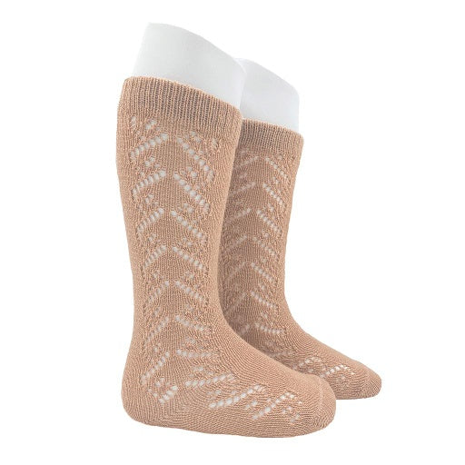 Condor Wool Blend Crochet Knee Sock (#964 Dusty Pink)