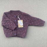 Knitted by Nana Luke Cardigan - Rustic Tweed Rosette