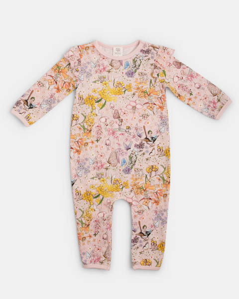 Walnut May Gibbs Scout Frill Onesie - Rainbow Floral