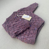 Knitted by Nana Luke Cardigan - Rustic Tweed Rosette