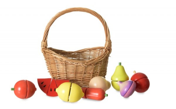 Egmont Wooden Cutting Fruit in Wicker Basket