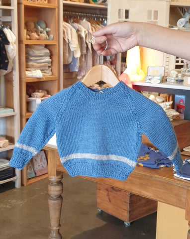 Knitted by Nana Jumper Blue Stripe 3-6M