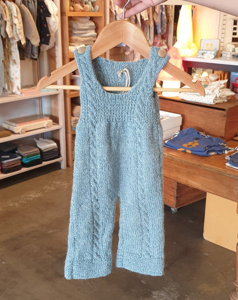 Knitted by Nana Overalls Cable Blue 6-12M