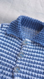 Knitted by Nana Cardigan Steel Blue Stripe