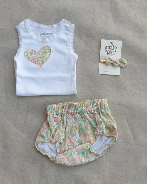 Pretty Wild Kids Singlet & Bloomer Set White/Daisy Lime