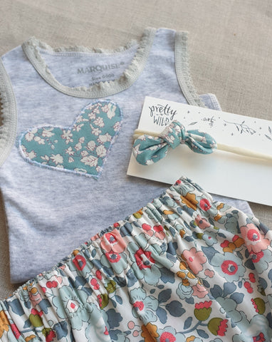 Pretty Wild Kids Singlet & Bloomer Set Grey/Powder Blue