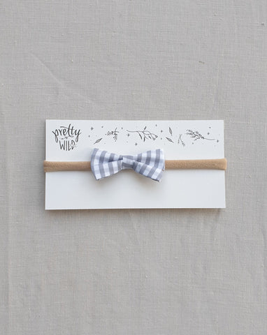 Pretty Wild Minnie Baby Bow Elastic Headband Grey Check