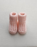 Knitted by Nana Cuffed Booties Pale Pink