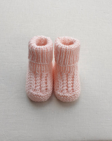 Knitted by Nana Cuffed Booties Pale Pink