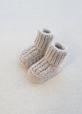 Knitted by Nana Cuffed Booties Stone