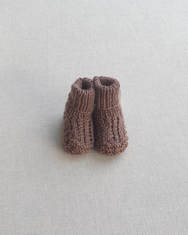 Knitted by Nana Cuffed Booties Truffle