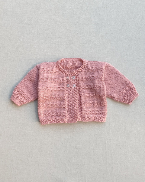 Knitted by Nana Azalea Cardigan Rose Petal