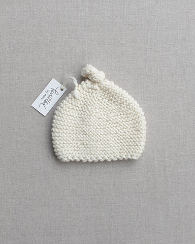 Knitted by Nana Top Knot Beanie - Cream