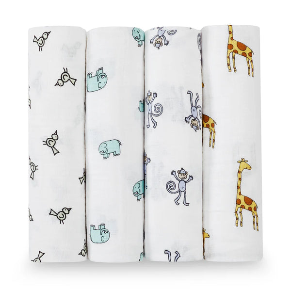 Aden + Anais Classic Muslin 4pk Swaddles Jungle Jam