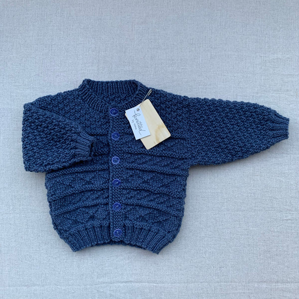 Knitted by Nana Basil Cardigan - Blue Denim