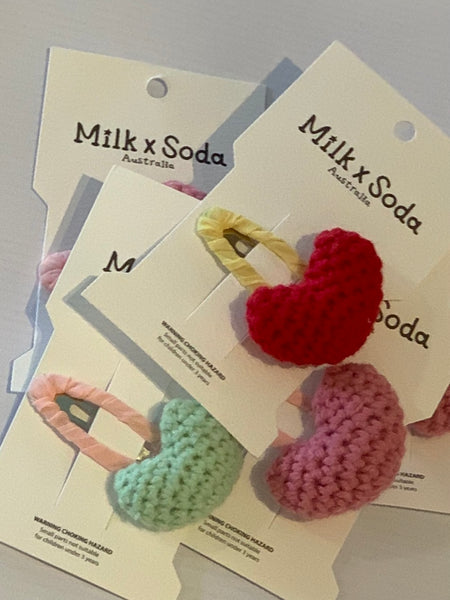 Milk x Soda Heart Knitted Hair Clip - Assorted