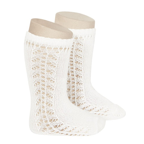 Condor Side Crochet Knee Sock (#202 Nata/Ivory)