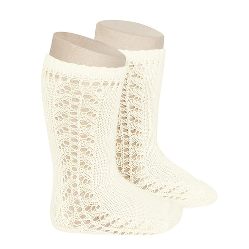 Condor Side Crochet Knee Sock (#303 Cava Cream)