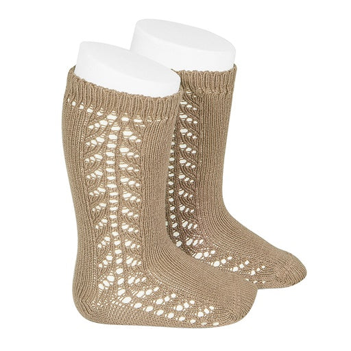 Condor Side Crochet Knee Sock (#326 Camel)