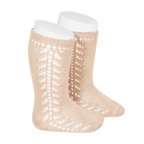 Condor Side Crochet Knee Sock (#674 Nude Pink)