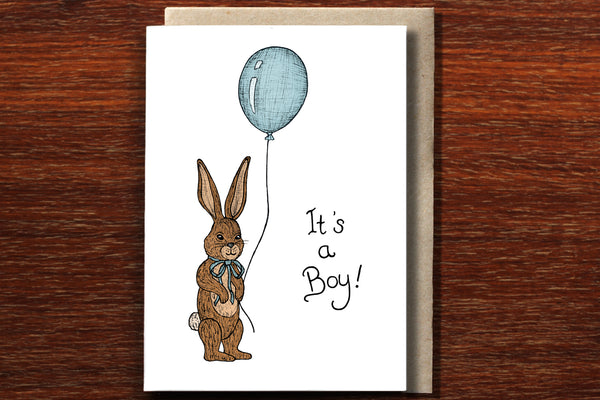 The Nonsense Maker Rabbit It's A Boy Baby Card