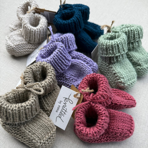 Knitted by Nana Savva Cuffed Booties - Assorted