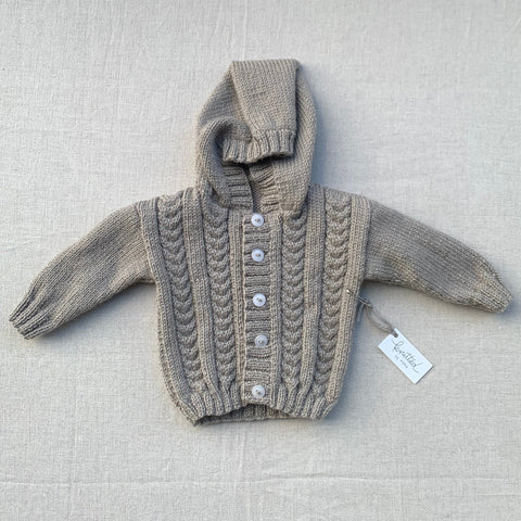 Knitted by Nana Cardigan With Hood - Koala