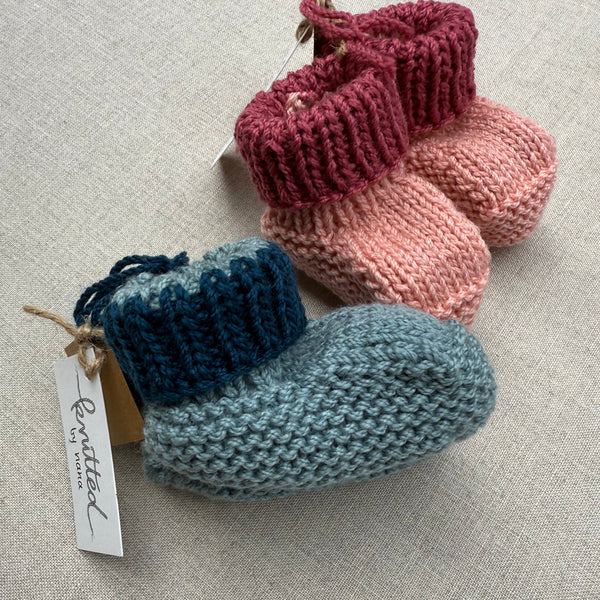 Knitted by Nana Savva Cuffed Booties - 2 Tone