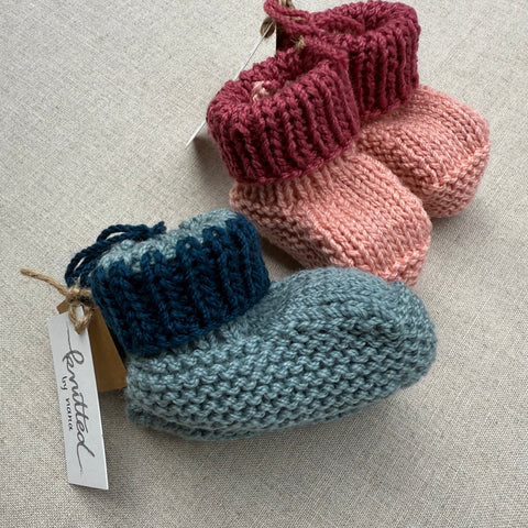 Knitted by Nana Savva Cuffed Booties - 2 Tone