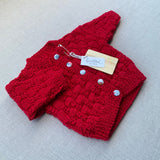 Knitted by Nana Luke Cardigan - Merlot - 12-18M