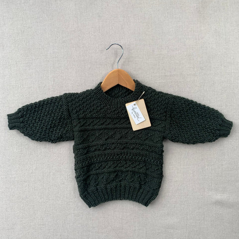Knitted by Nana Basil Jumper- Deep Olive