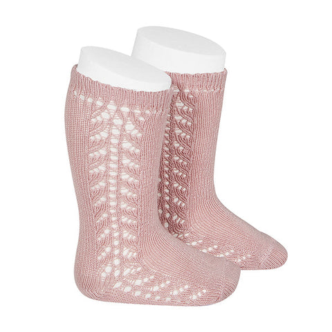 Condor Side Crochet Knee Sock (#526 Rosa Palo)