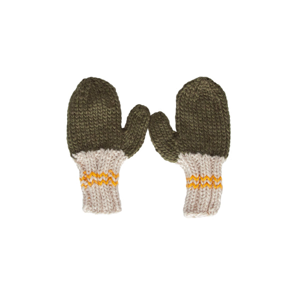 Acorn Teddy Mittens Khaki and Gold