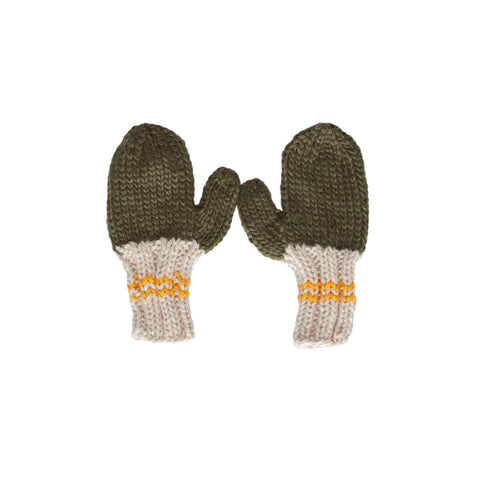 Acorn Teddy Mittens Khaki and Gold
