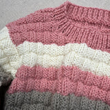 Knitted by Nana Steven Jumper - Multi Stripe Rose Petal