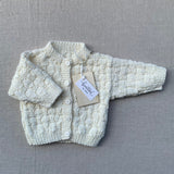Knitted by Nana Luke Cardigan - Cream - NB