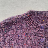 Knitted by Nana Luke Cardigan - Rustic Tweed Rosette