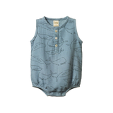 Nature Baby Cedar Suit Blue Whale Print