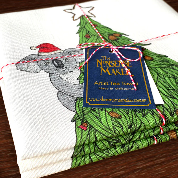 The Nonsense Maker Artist Tea Towel - Australian Christmas Animals