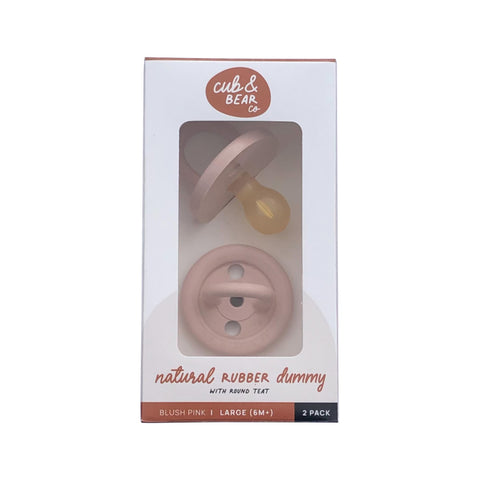 Cub & Bear Natural Rubber Dummy - Round Twin Pack (L 6M+) BLUSH PINK